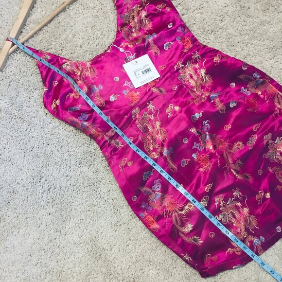 NWT Missguided Pink Jacquard Dragon and Phoenix Strappy Mini Dress - Picture 15 of 15